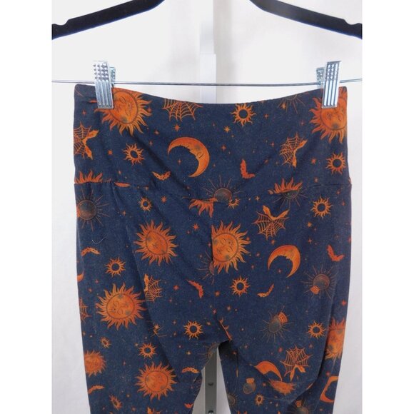 No Boundaries Leggings Womens Medium Navy Orange Halloween Celestial Print Bats - Picture 6 of 11